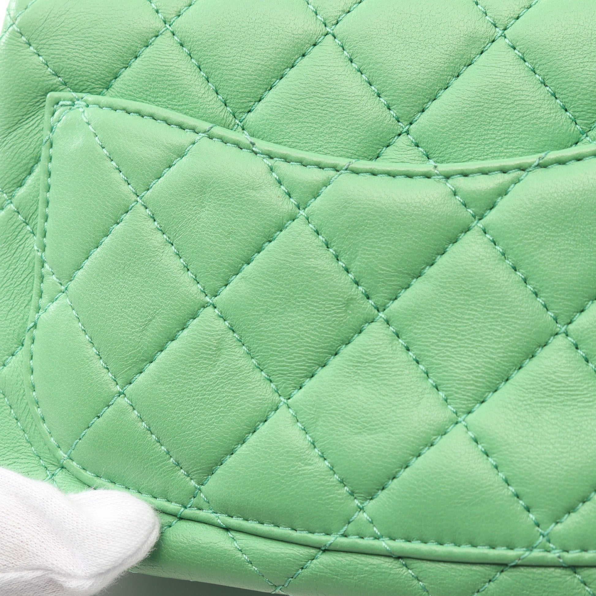 マトラッセ チェーンショルダーバッグ ラムスキン グリーン ゴールド金具 シャネル バッグ CHANEL