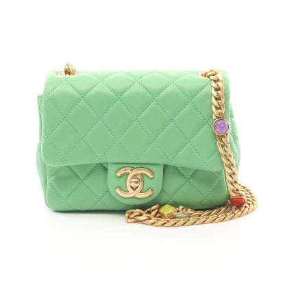 マトラッセ チェーンショルダーバッグ ラムスキン グリーン ゴールド金具 シャネル バッグ CHANEL