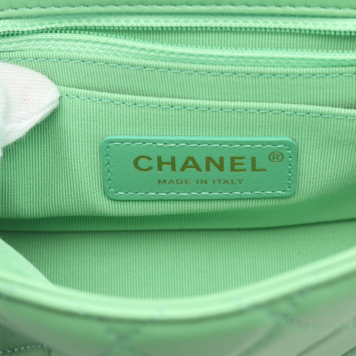 マトラッセ チェーンショルダーバッグ ラムスキン グリーン ゴールド金具 シャネル バッグ CHANEL