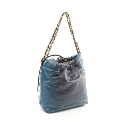 CHANEL 22 ミニ チェーンショルダーバッグ レザー ブルー ダークブルー ゴールド金具 グラデーション シャネル バッグ CHANEL