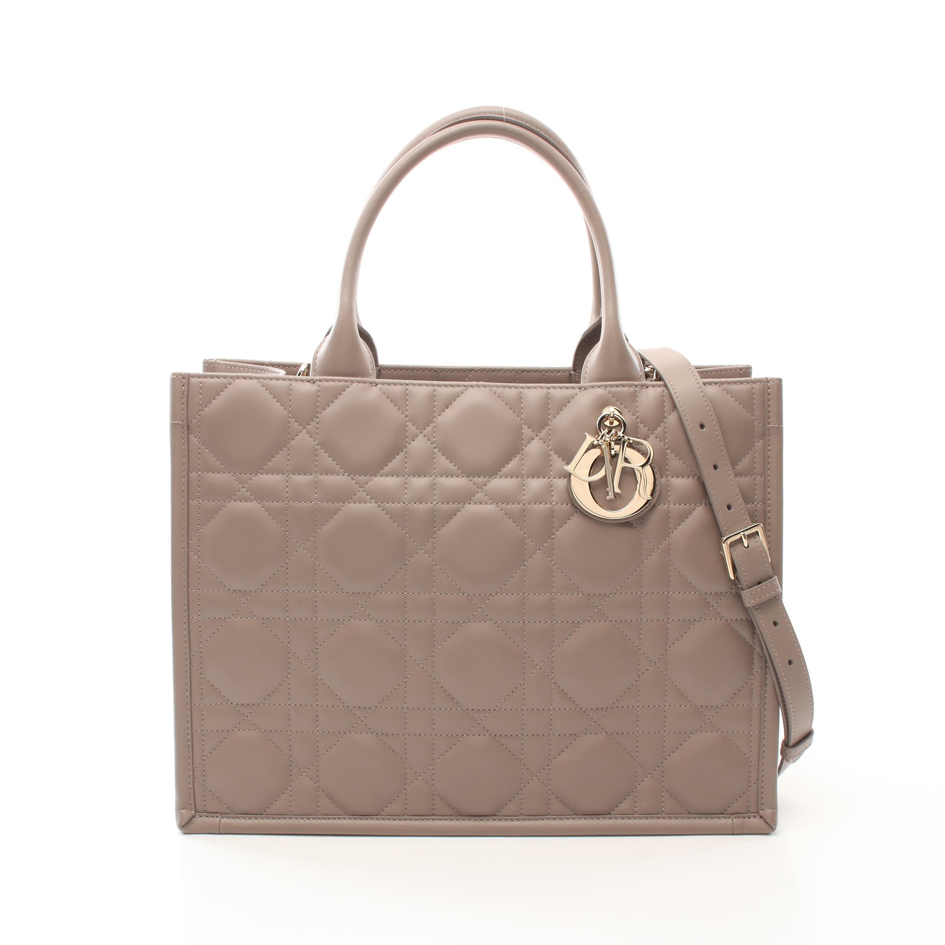BOOK TOTE ブックトート ミディアム マクロカナージュ ハンドバッグ トートバッグ レザー グレーベージュ 2WAY クリスチャンディオール バッグ Christian Dior