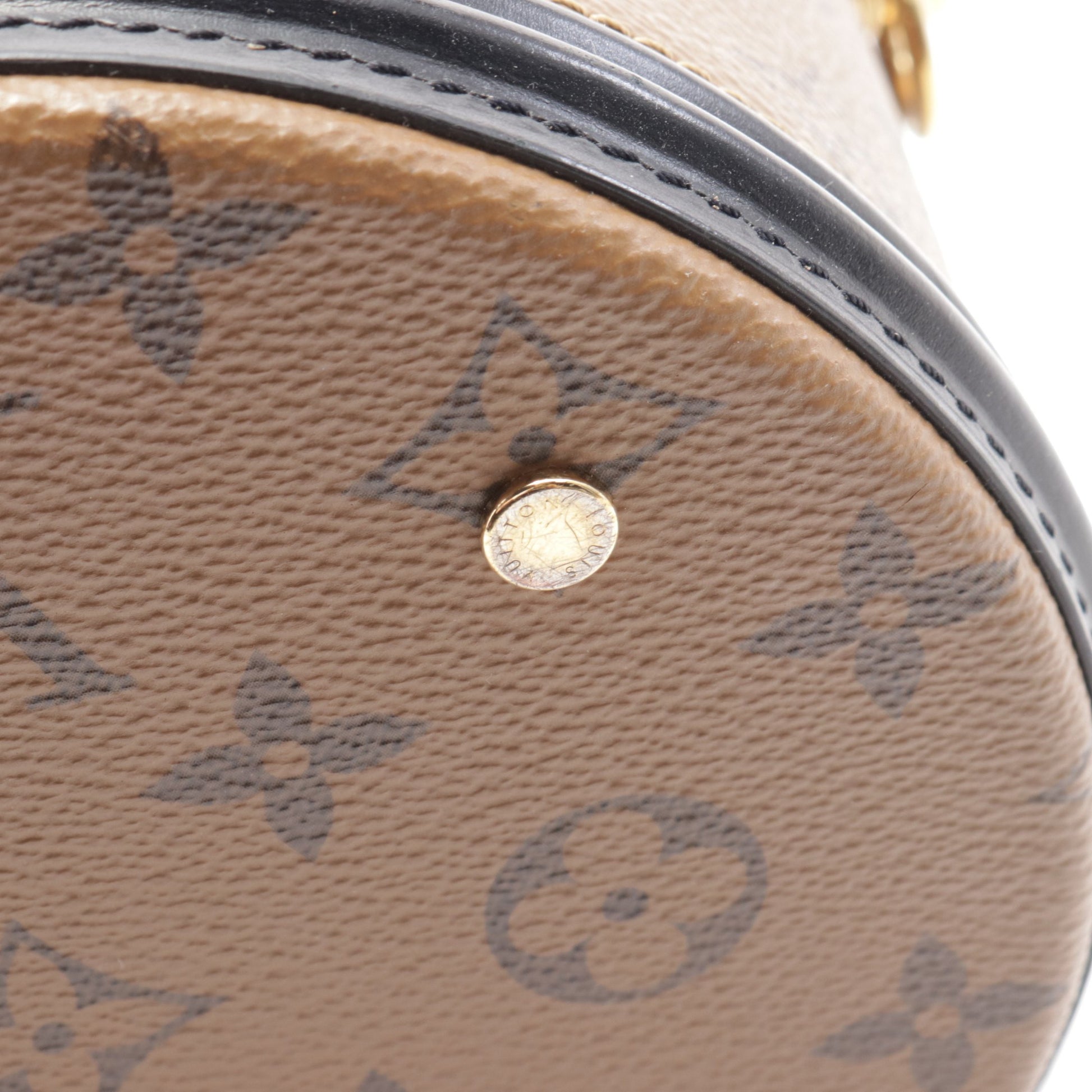 カンヌ モノグラムリバース ハンドバッグ バニティバッグ PVC レザー ブラウン ブラック 2WAY ルイヴィトン バッグ LOUIS VUITTON
