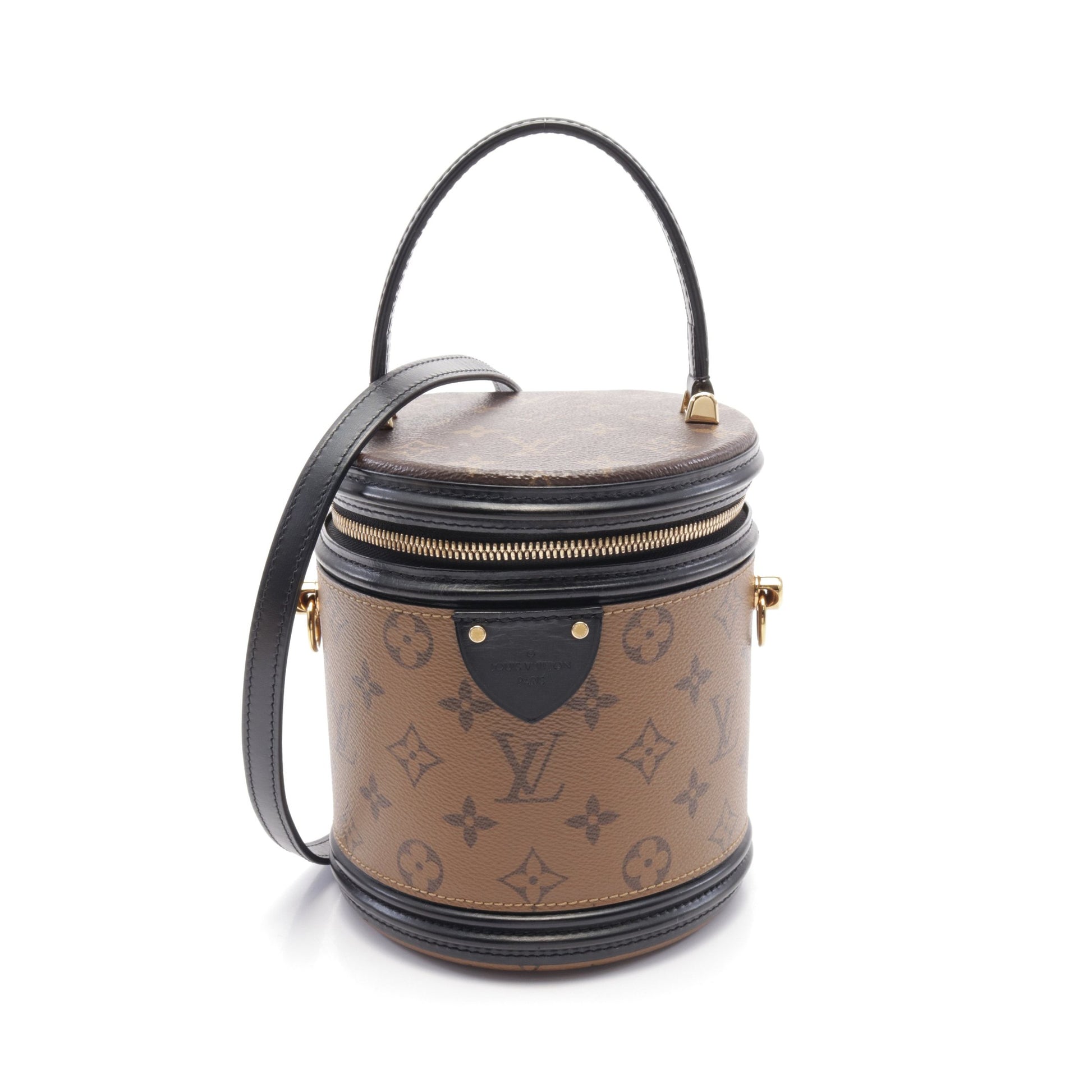 カンヌ モノグラムリバース ハンドバッグ バニティバッグ PVC レザー ブラウン ブラック 2WAY ルイヴィトン バッグ LOUIS VUITTON