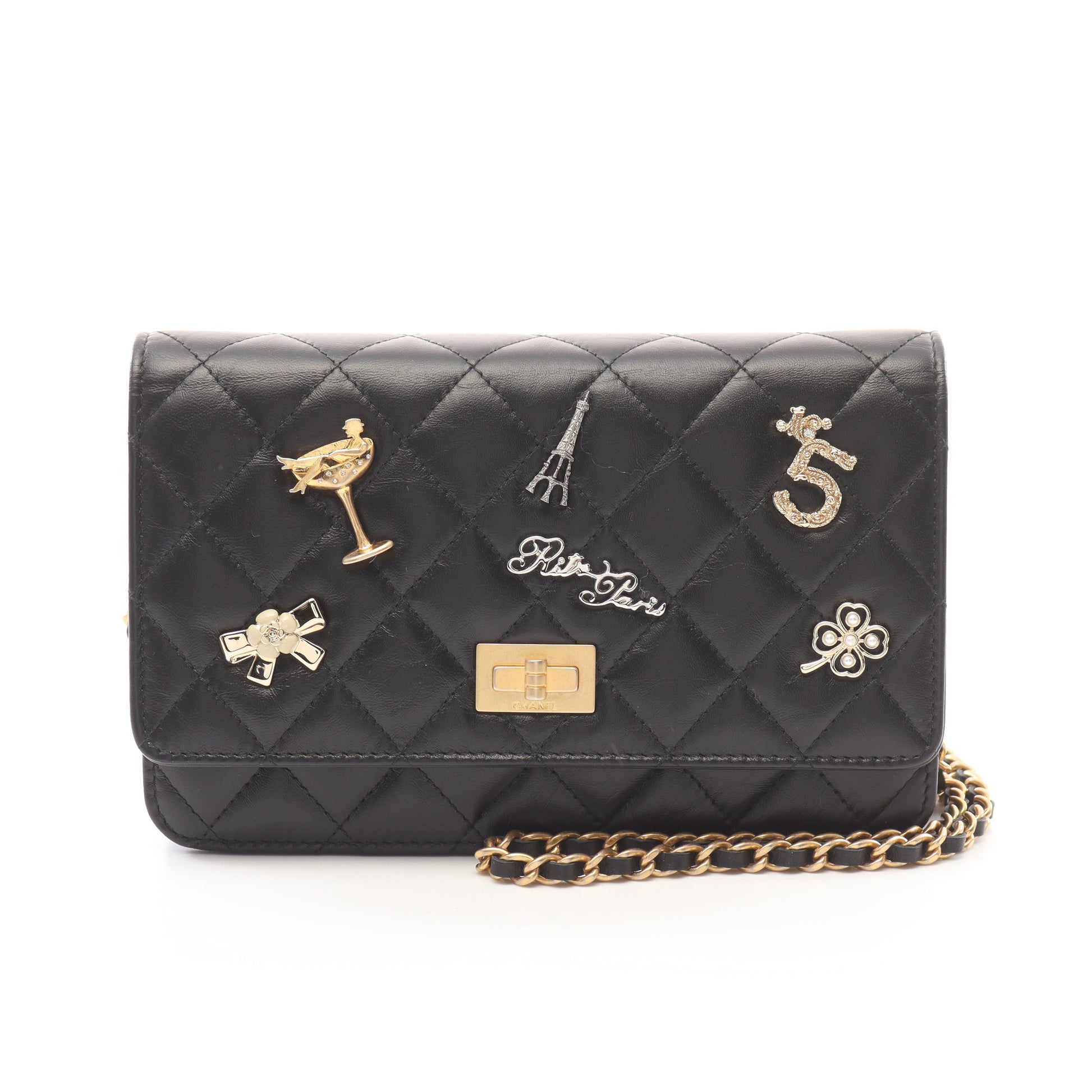 2.55 マトラッセ チェーンウォレット レザー ブラック ゴールド金具 シャネル バッグ CHANEL
