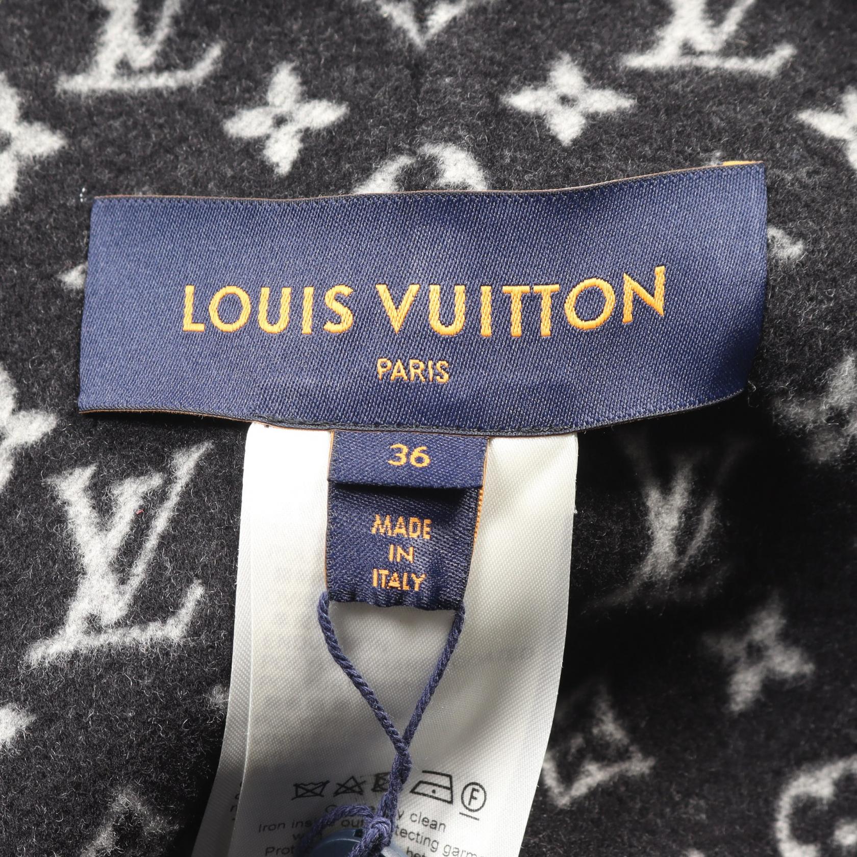 フーデッドケープ モノグラム ポンチョ ウール シルク ブラック フード付き ルイヴィトン アウター LOUIS VUITTON