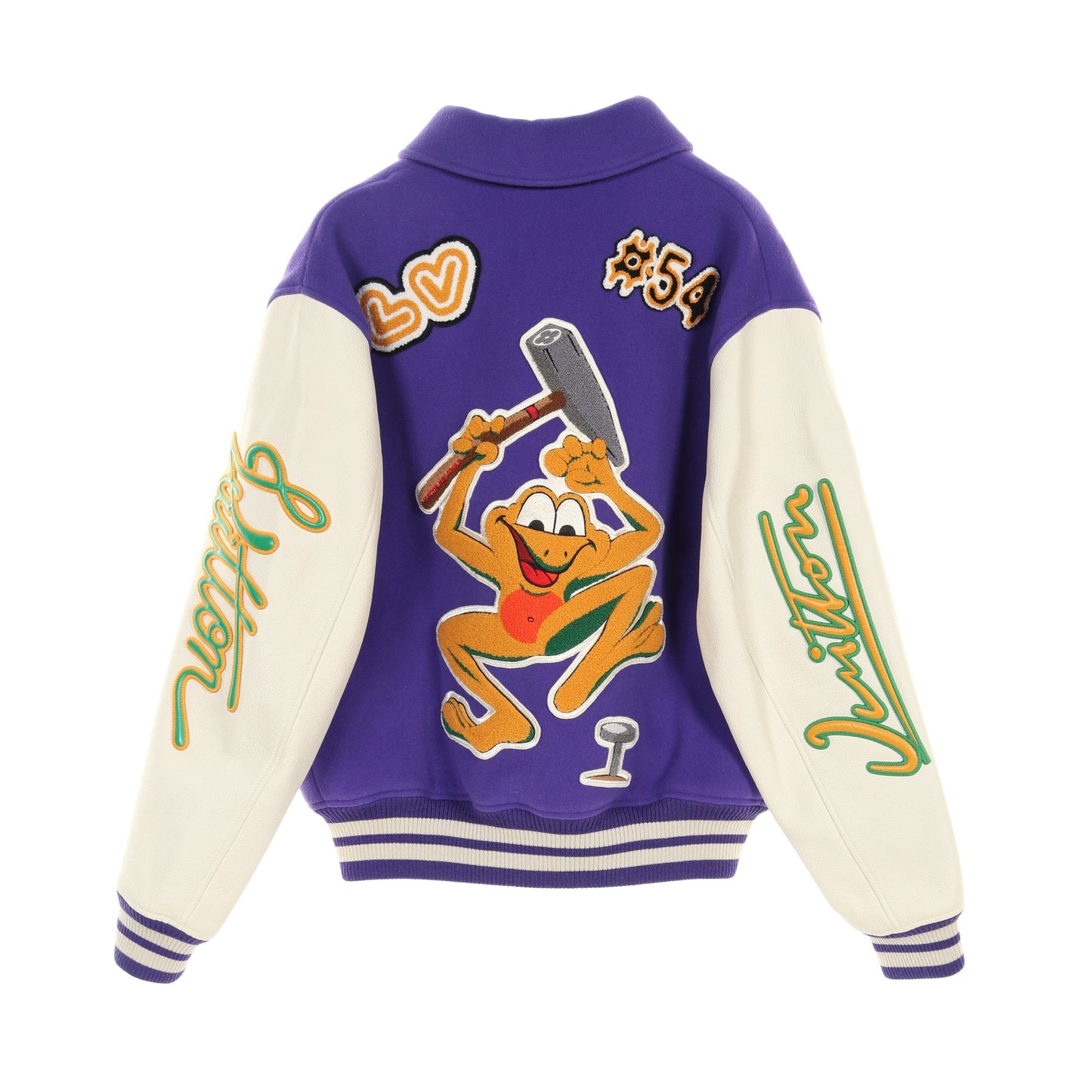 Multi Patch Mixed Leather Varsity Blouson Fig スタジャン ブルゾン ウール レザー パープル ホワイト マルチカラー ルイヴィトン アウター LOUIS VUITTON