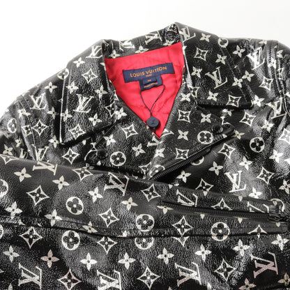 モノグラム バイカージャケット ダブル ライダースジャケット レザー ブラック シルバー ルイヴィトン アウター LOUIS VUITTON