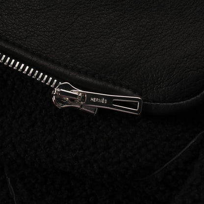 ムートンジャケット レザージャケット ラムスキン シアリング ブラック エルメス アウター HERMES