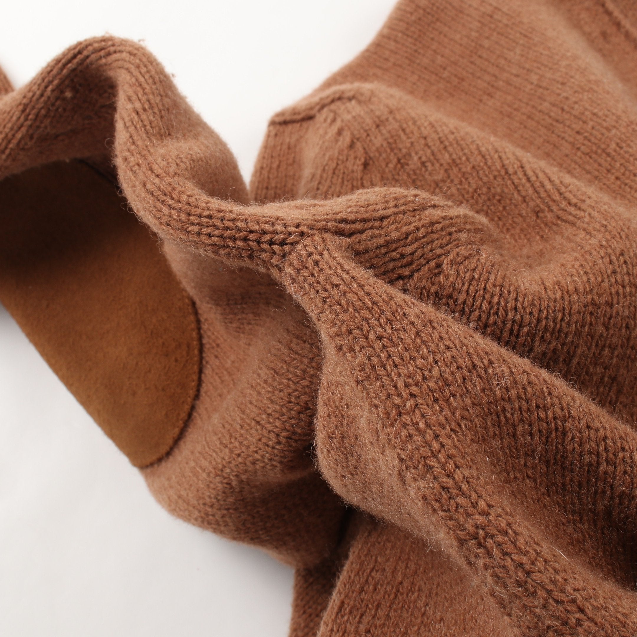 エルボーパッチ カーディガン ウール ブラウン ダメージ加工 メゾン