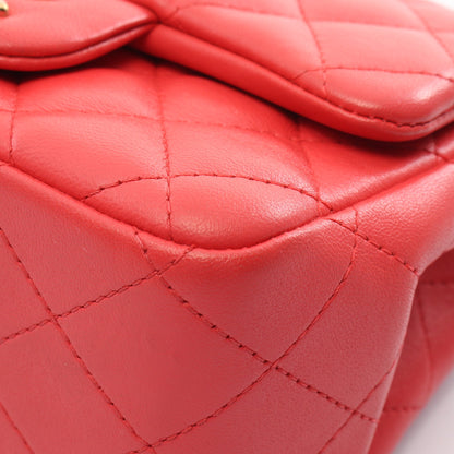 ミニマトラッセ チェーンショルダーバッグ ラムスキン ピンクレッド ゴールド金具 シャネル バッグ CHANEL