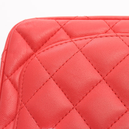 ミニマトラッセ チェーンショルダーバッグ ラムスキン ピンクレッド ゴールド金具 シャネル バッグ CHANEL