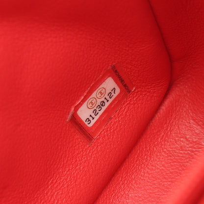 ミニマトラッセ チェーンショルダーバッグ ラムスキン ピンクレッド ゴールド金具 シャネル バッグ CHANEL