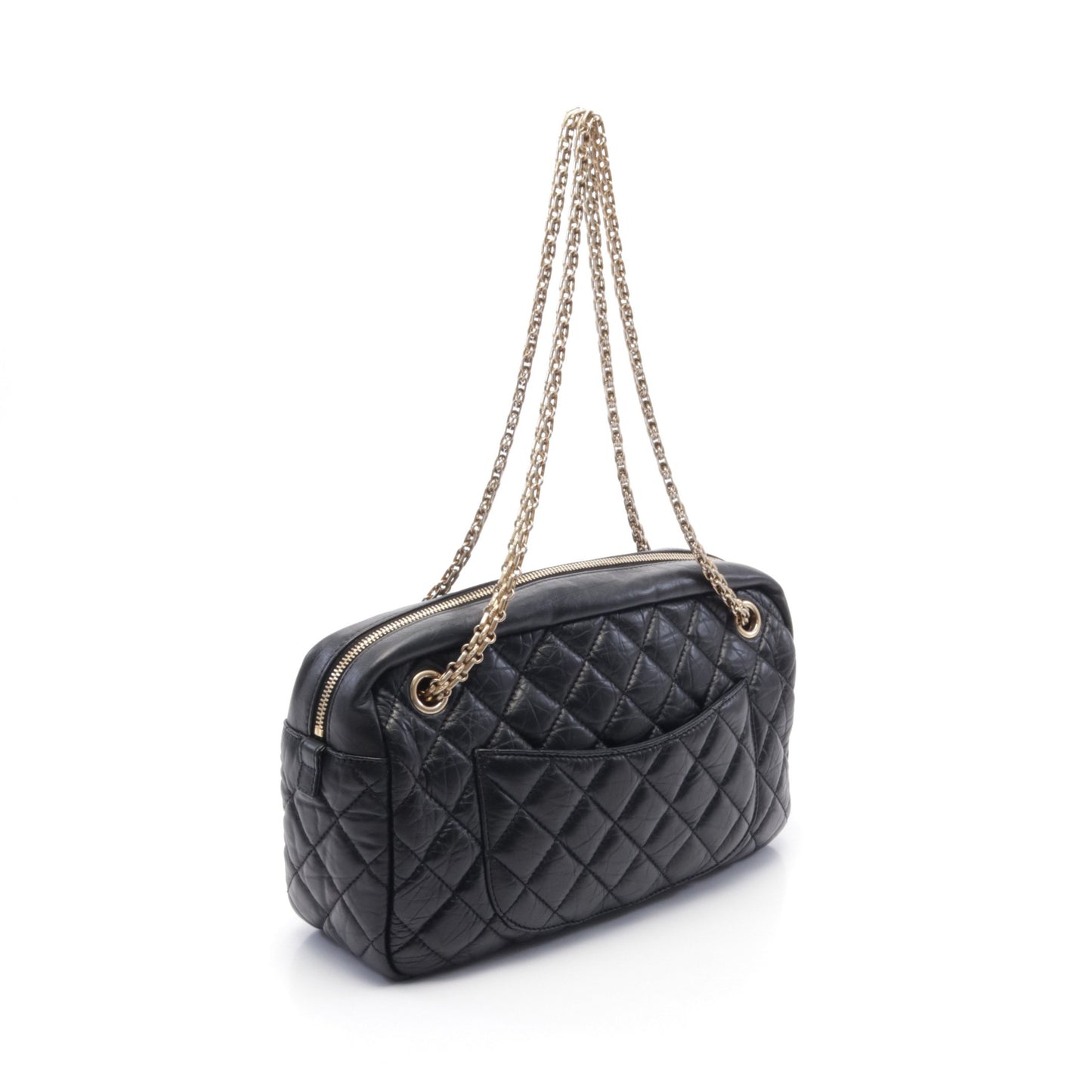 2.55 マトラッセ チェーンショルダーバッグ レザー ブラック ゴールド金具 シャネル バッグ CHANEL