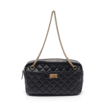2.55 マトラッセ チェーンショルダーバッグ レザー ブラック ゴールド金具 シャネル バッグ CHANEL