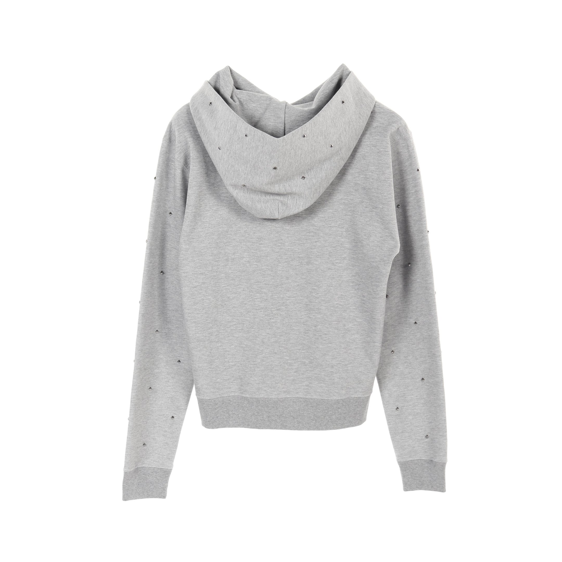 【ほぼ新品】VALENTINO ホワイト パーカー スタッズ プルオーバーパーカー 長袖 コットン グレー スタッズ ヴァレンティノ