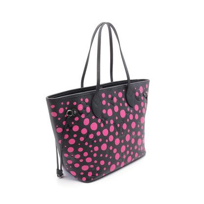 LOUIS VUITTON × yayoi kusama ネヴァーフルMM モノグラムアンプラント フューシャ ショルダーバッグ トートバッグ レザー ブラック ルイヴィトン バッグ LOUIS VUITTON