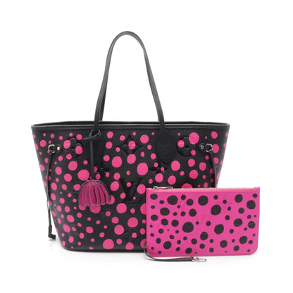 LOUIS VUITTON × yayoi kusama ネヴァーフルMM モノグラムアンプラント フューシャ ショルダーバッグ トートバッグ レザー ブラック ルイヴィトン バッグ LOUIS VUITTON