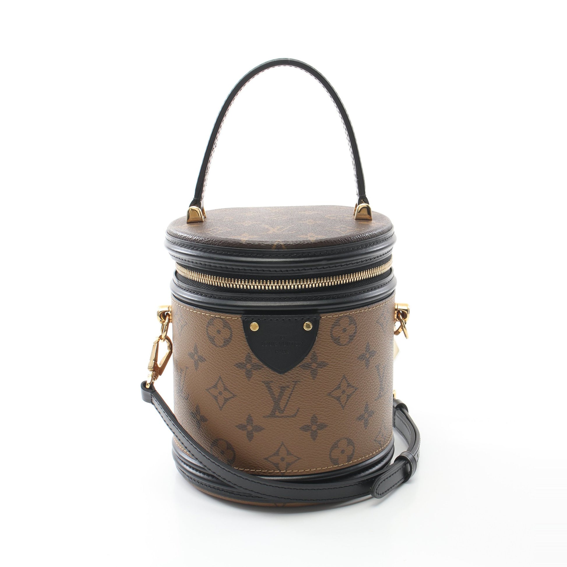カンヌ モノグラムリバース ハンドバッグ バニティバッグ PVC レザー ブラウン ブラック 2WAY ルイヴィトン バッグ LOUIS VUITTON