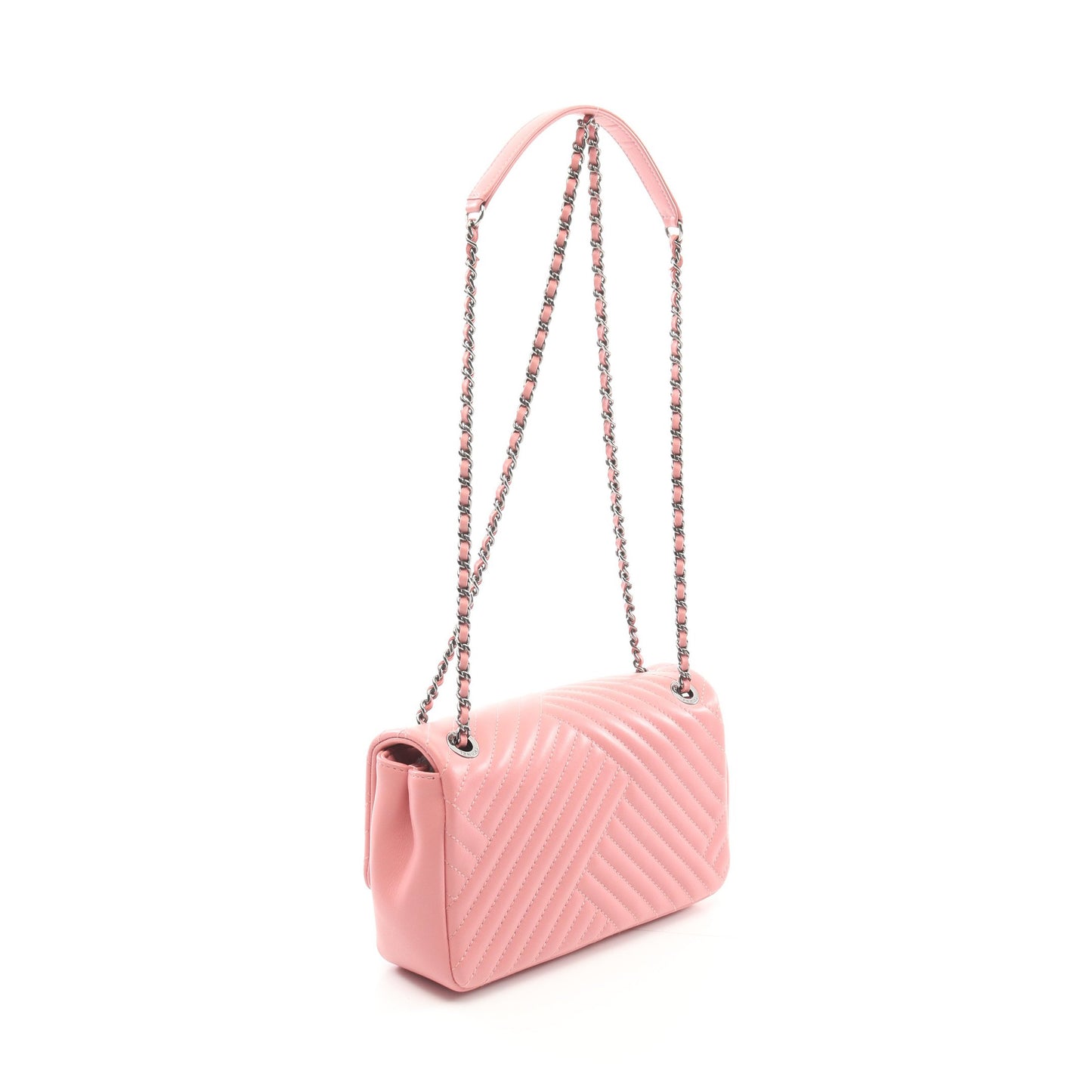 ココマーク チェーンショルダーバッグ ラムスキン ピンク シルバー金具 シャネル バッグ CHANEL