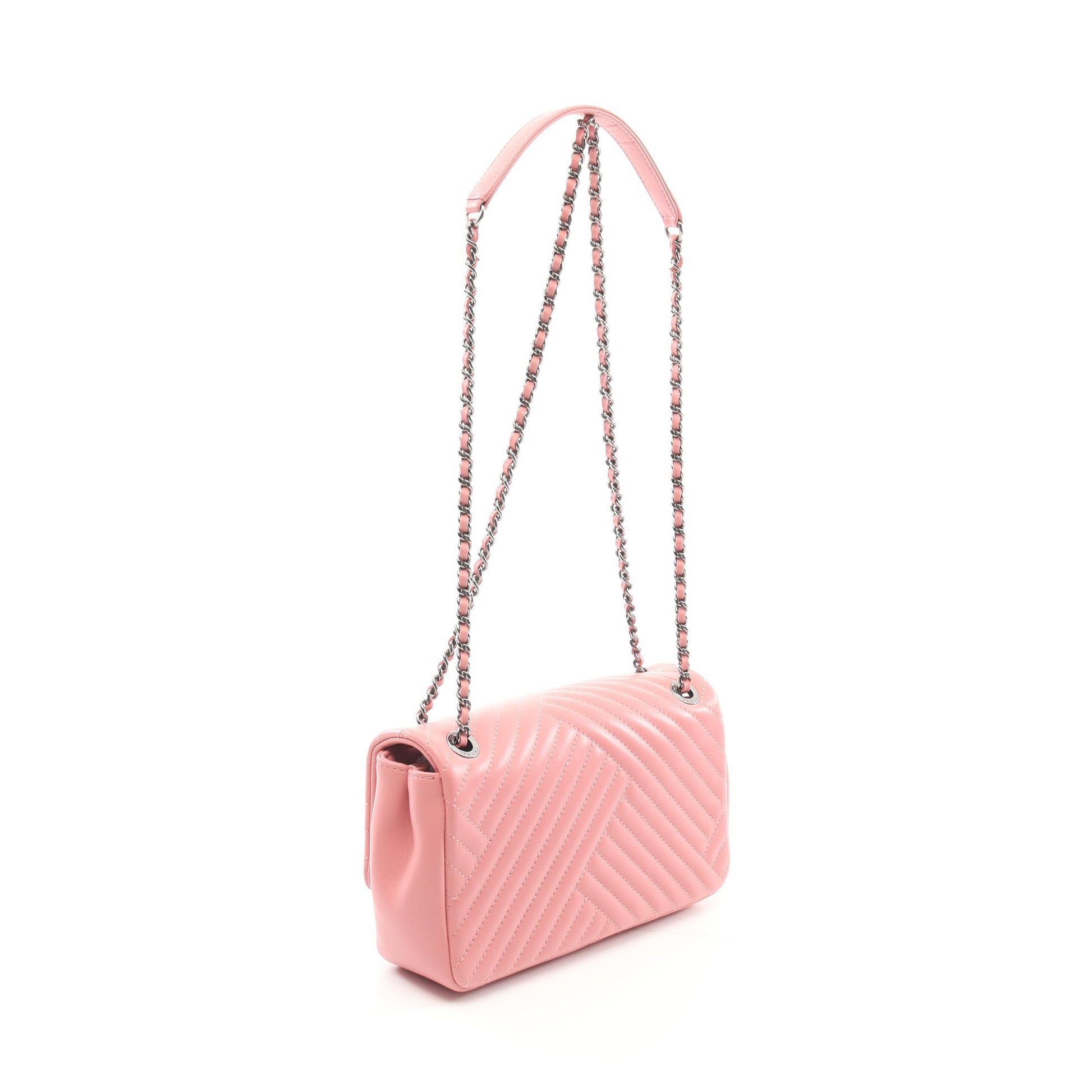 ココマーク チェーンショルダーバッグ ラムスキン ピンク シルバー金具 シャネル バッグ CHANEL