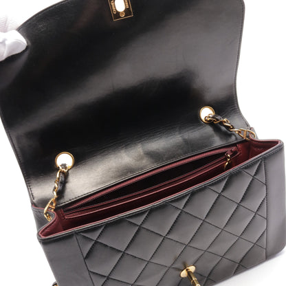 マトラッセ ダイアナフラップ チェーンショルダーバッグ ラムスキン ブラック ゴールド金具 シャネル バッグ CHANEL