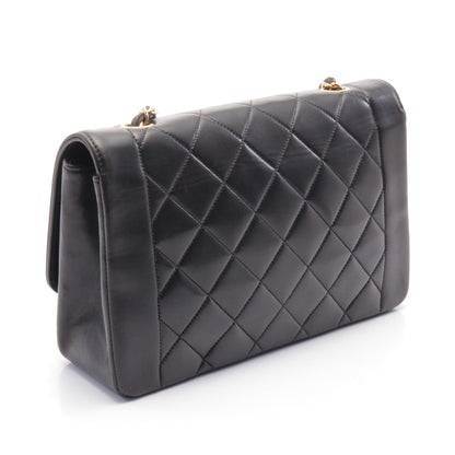 マトラッセ ダイアナフラップ チェーンショルダーバッグ ラムスキン ブラック ゴールド金具 シャネル バッグ CHANEL