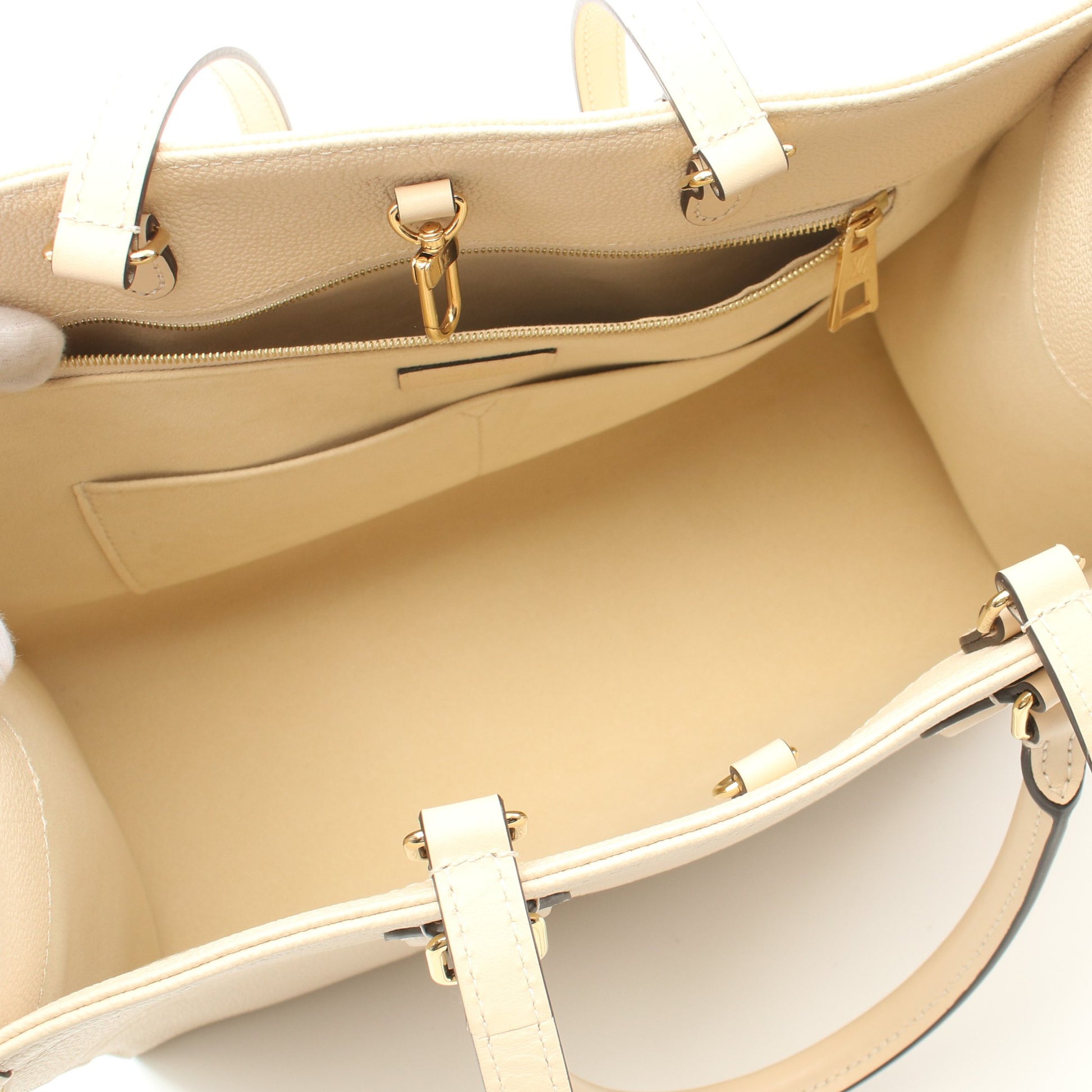 オンザゴーMM モノグラムアンプラント クレーム ハンドバッグ トートバッグ レザー アイボリー 2WAY ルイヴィトン バッグ LOUIS VUITTON