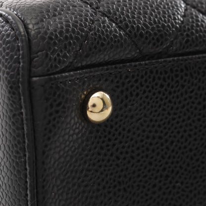 マトラッセ ミニボストンバッグ キャビアスキン ブラック ゴールド金具 シャネル バッグ CHANEL
