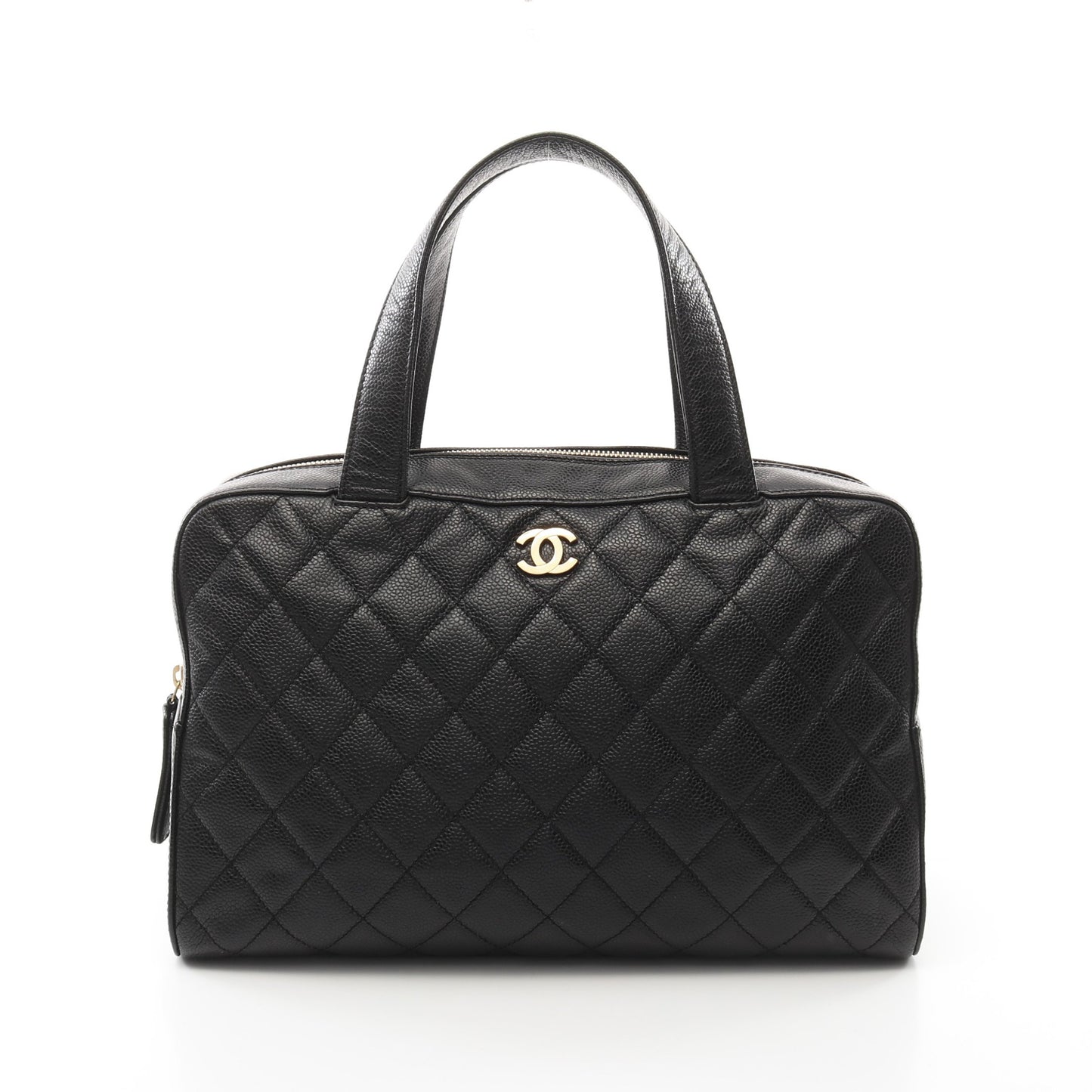 マトラッセ ミニボストンバッグ キャビアスキン ブラック ゴールド金具 シャネル バッグ CHANEL