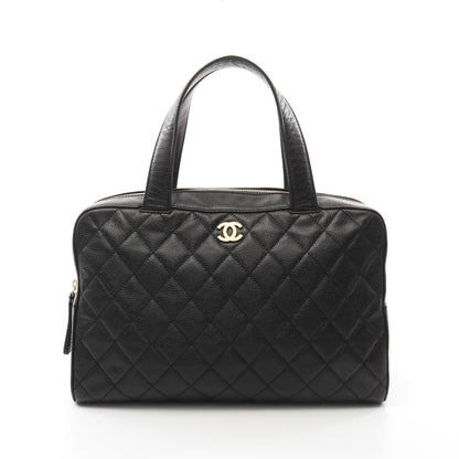 マトラッセ ミニボストンバッグ キャビアスキン ブラック ゴールド金具 シャネル バッグ CHANEL