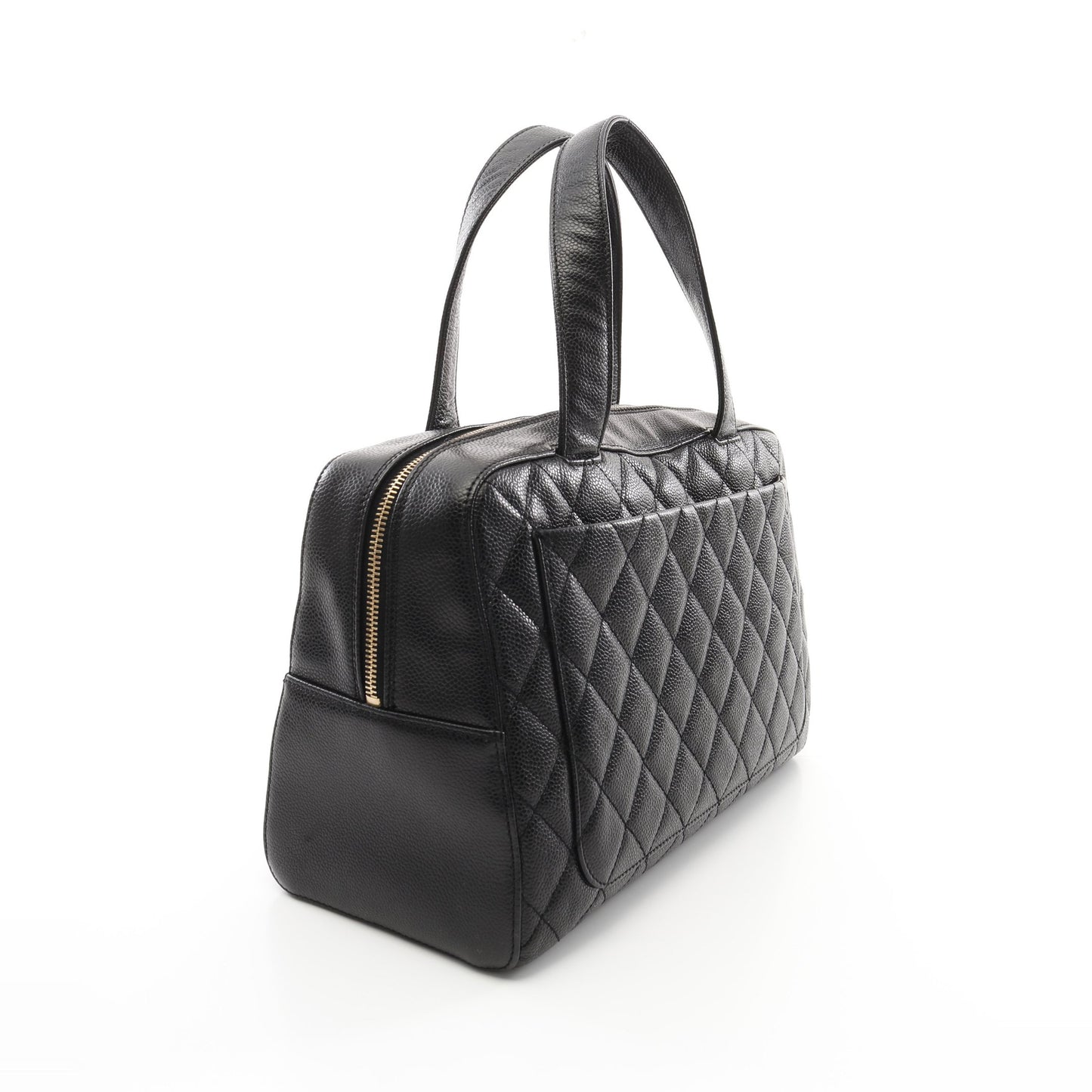 マトラッセ ミニボストンバッグ キャビアスキン ブラック ゴールド金具 シャネル バッグ CHANEL