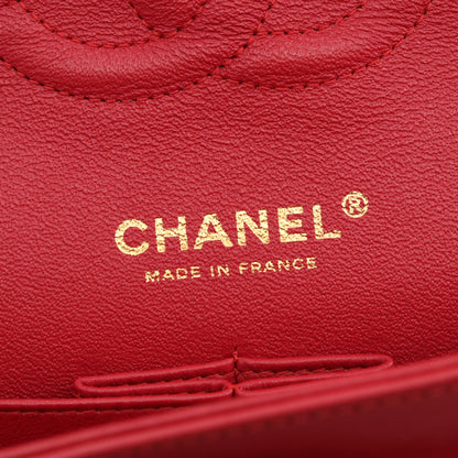 マトラッセ Wフラップ Wチェーンショルダーバッグ ラムスキン レッド ゴールド金具 シャネル バッグ CHANEL