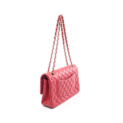 マトラッセ Wフラップ Wチェーンショルダーバッグ ラムスキン レッド ゴールド金具 シャネル バッグ CHANEL