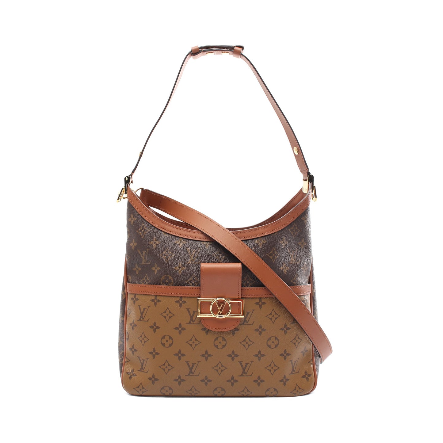 ホーボー ドーフィーヌMM モノグラムリバース ショルダーバッグ PVC レザー ブラウン ベージュ 2WAY ルイヴィトン バッグ LOUIS VUITTON