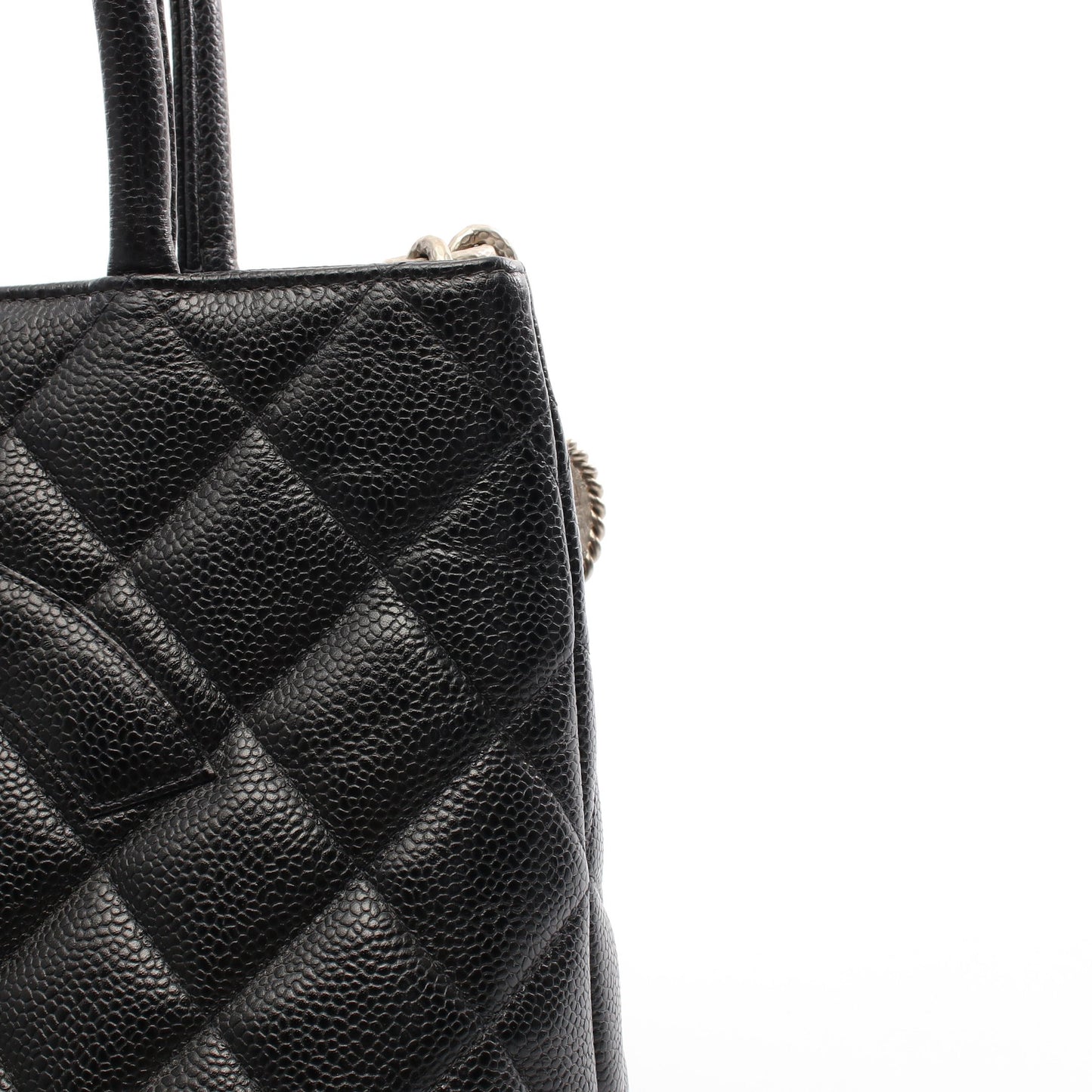 復刻トート ハンドバッグ トートバッグ キャビアスキン ブラック シルバー金具 シャネル バッグ CHANEL