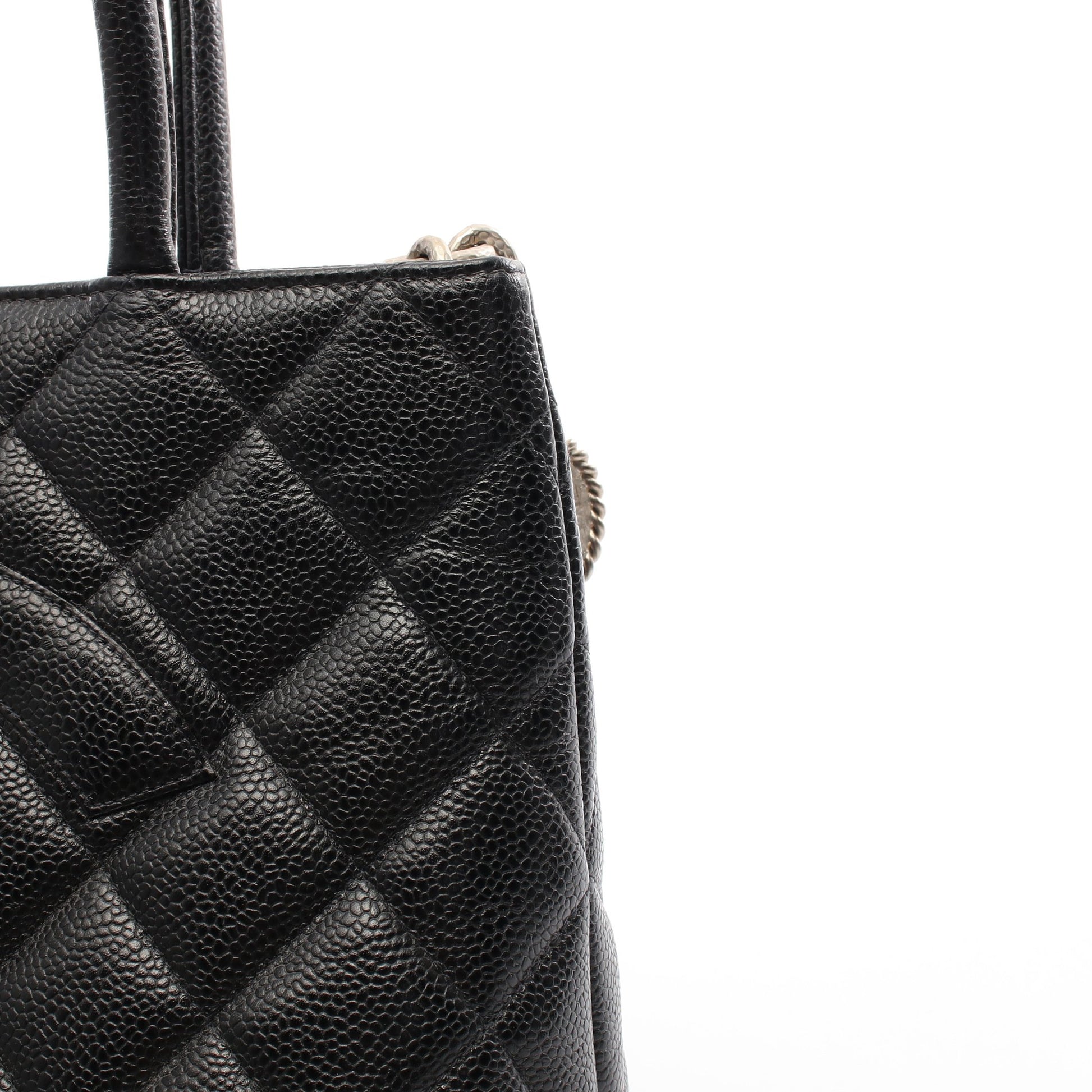 復刻トート ハンドバッグ トートバッグ キャビアスキン ブラック シルバー金具 シャネル バッグ CHANEL