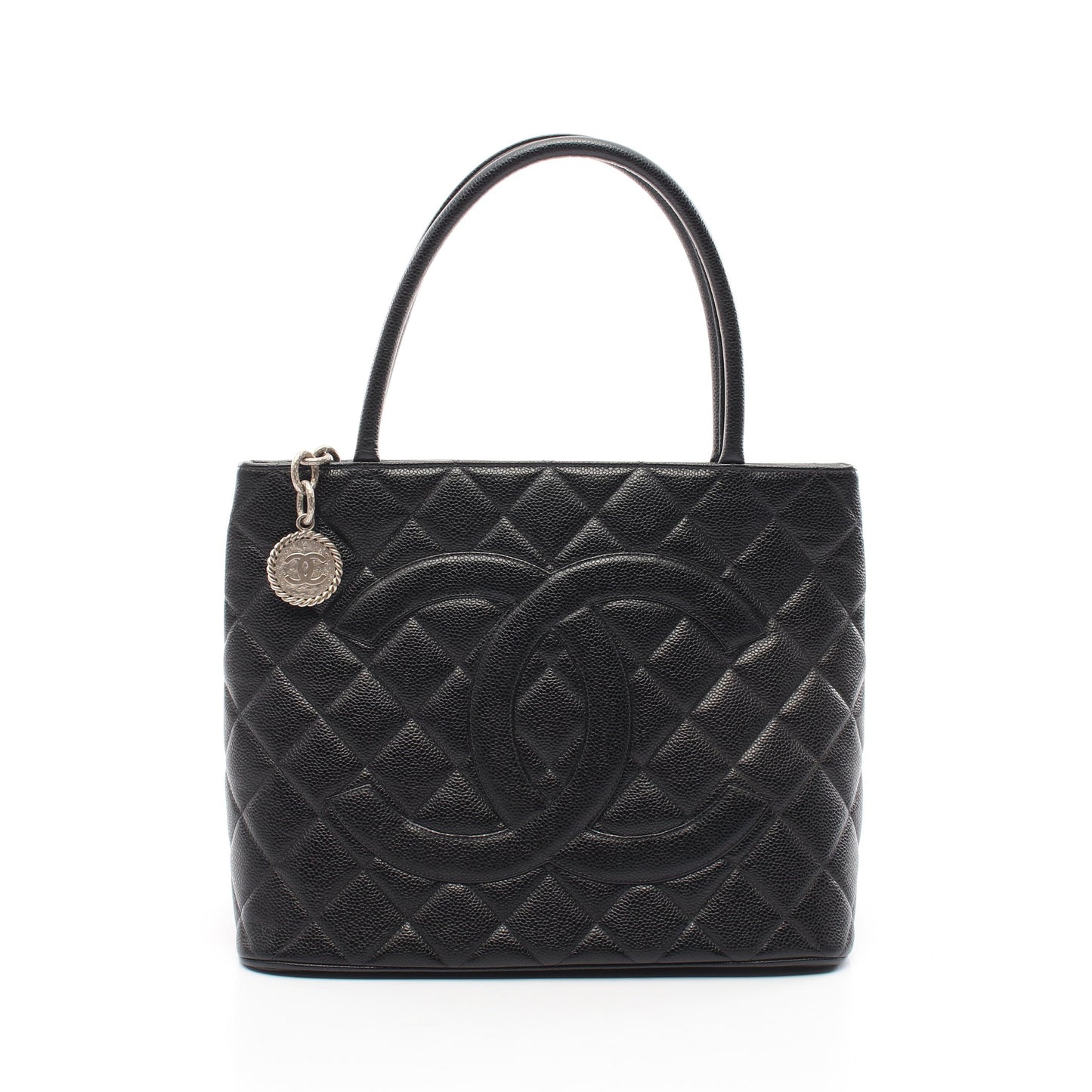 復刻トート ハンドバッグ トートバッグ キャビアスキン ブラック シルバー金具 シャネル バッグ CHANEL