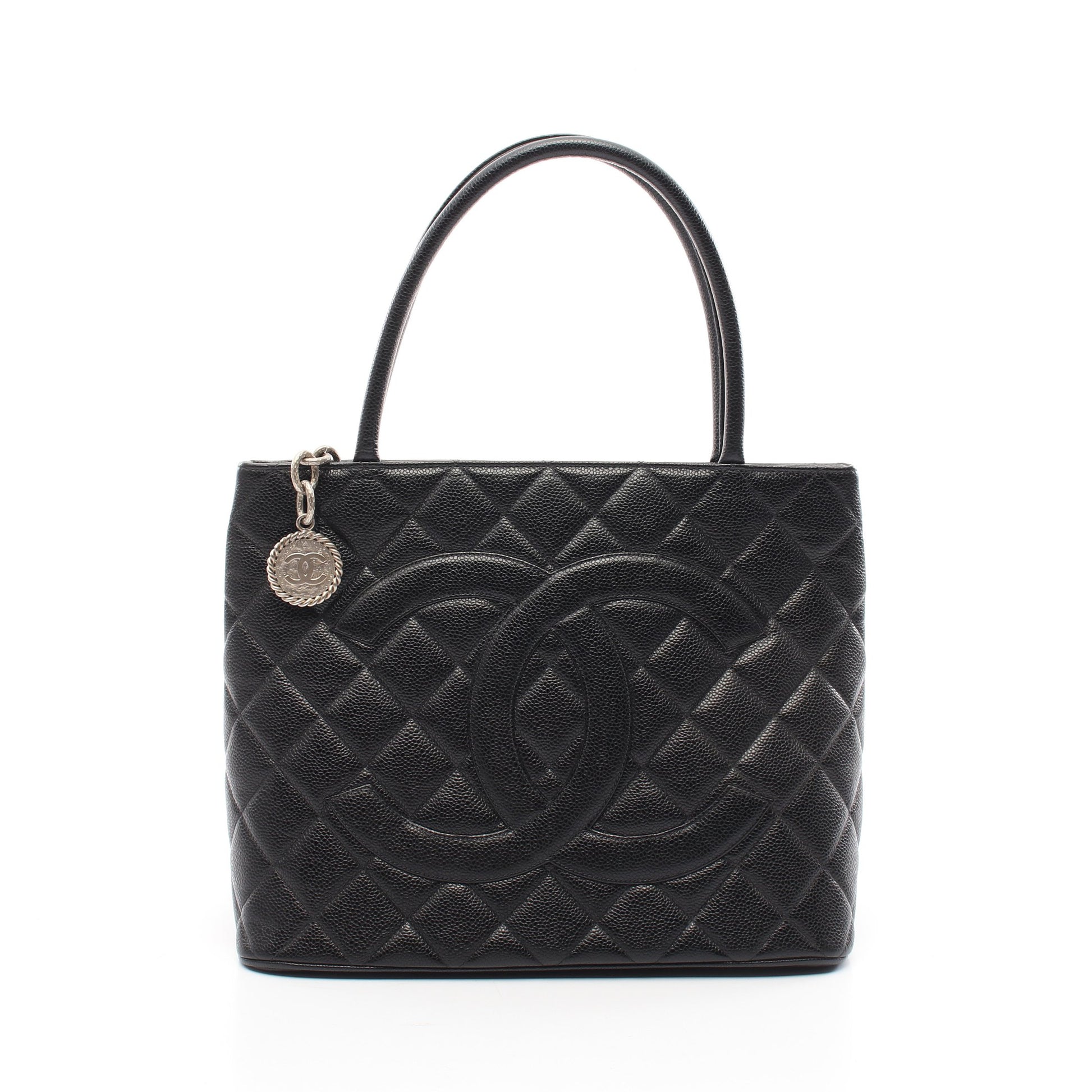 復刻トート ハンドバッグ トートバッグ キャビアスキン ブラック シルバー金具 シャネル バッグ CHANEL