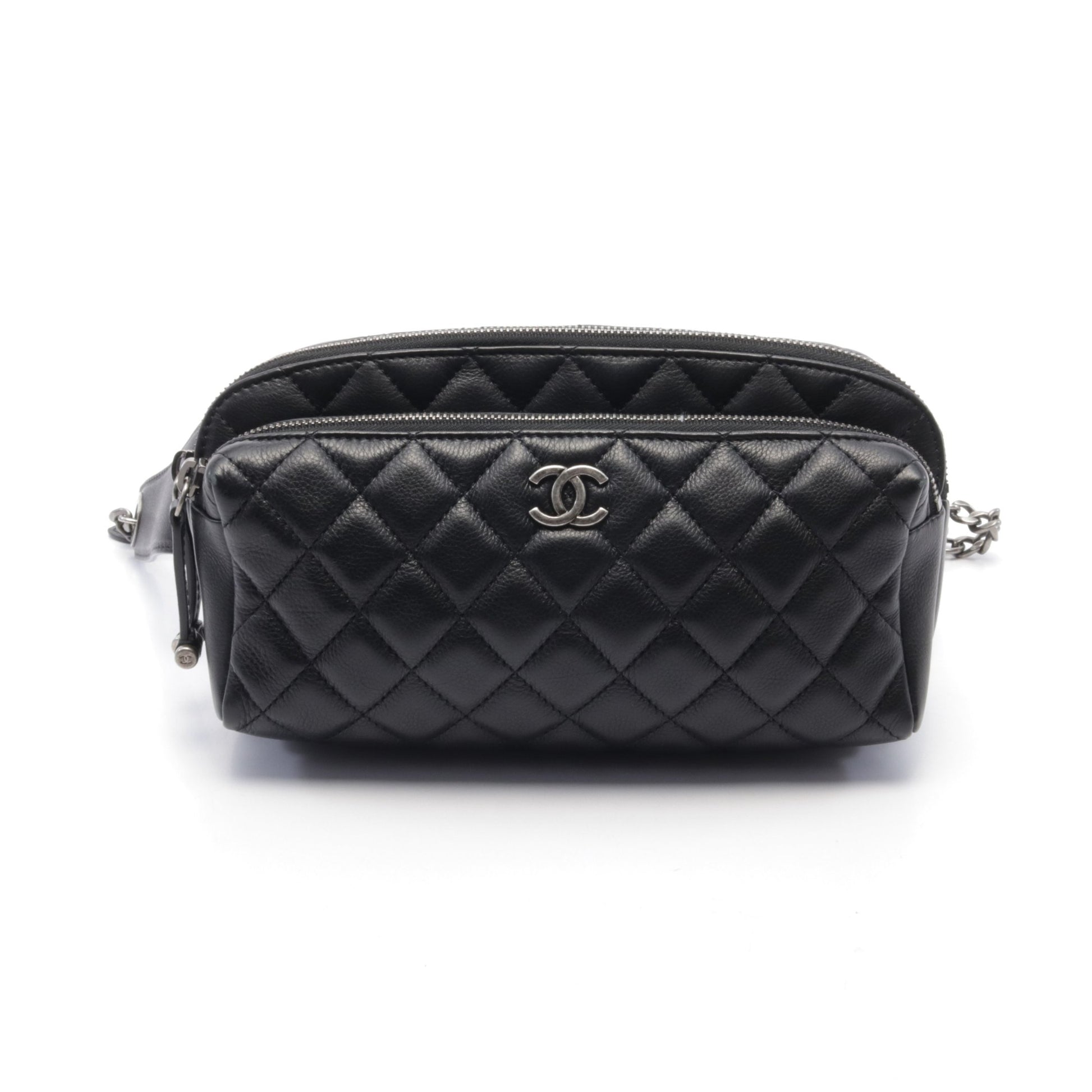 マトラッセ ボディバッグ レザー ブラック アンティークシルバー金具 シャネル バッグ CHANEL