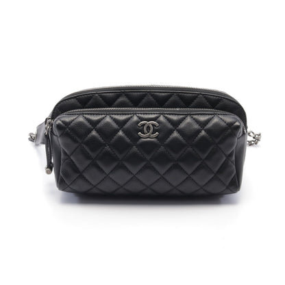 マトラッセ ボディバッグ レザー ブラック アンティークシルバー金具 シャネル バッグ CHANEL