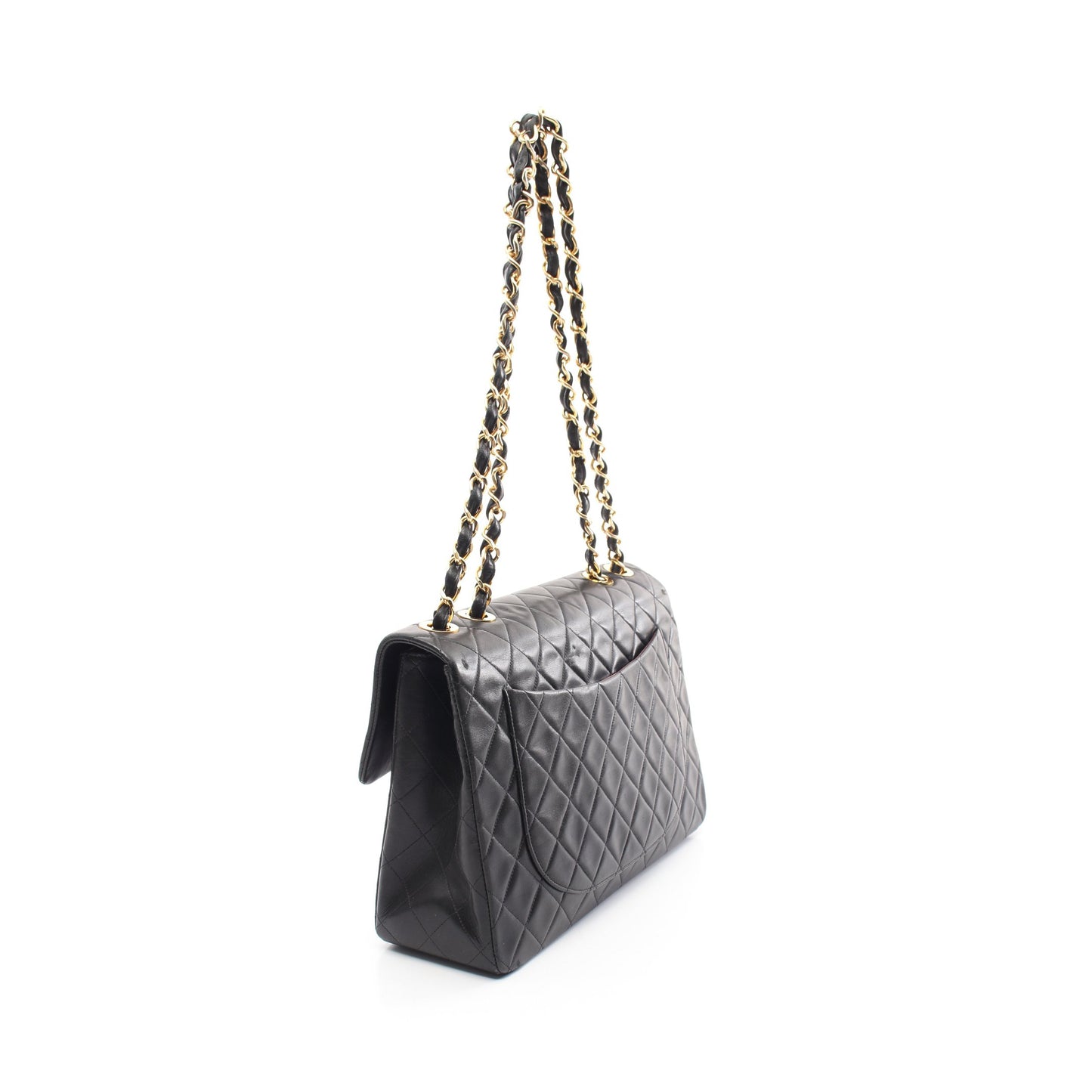 デカマトラッセ34 Wチェーンショルダーバッグ ラムスキン ブラック ゴールド金具 シャネル バッグ CHANEL