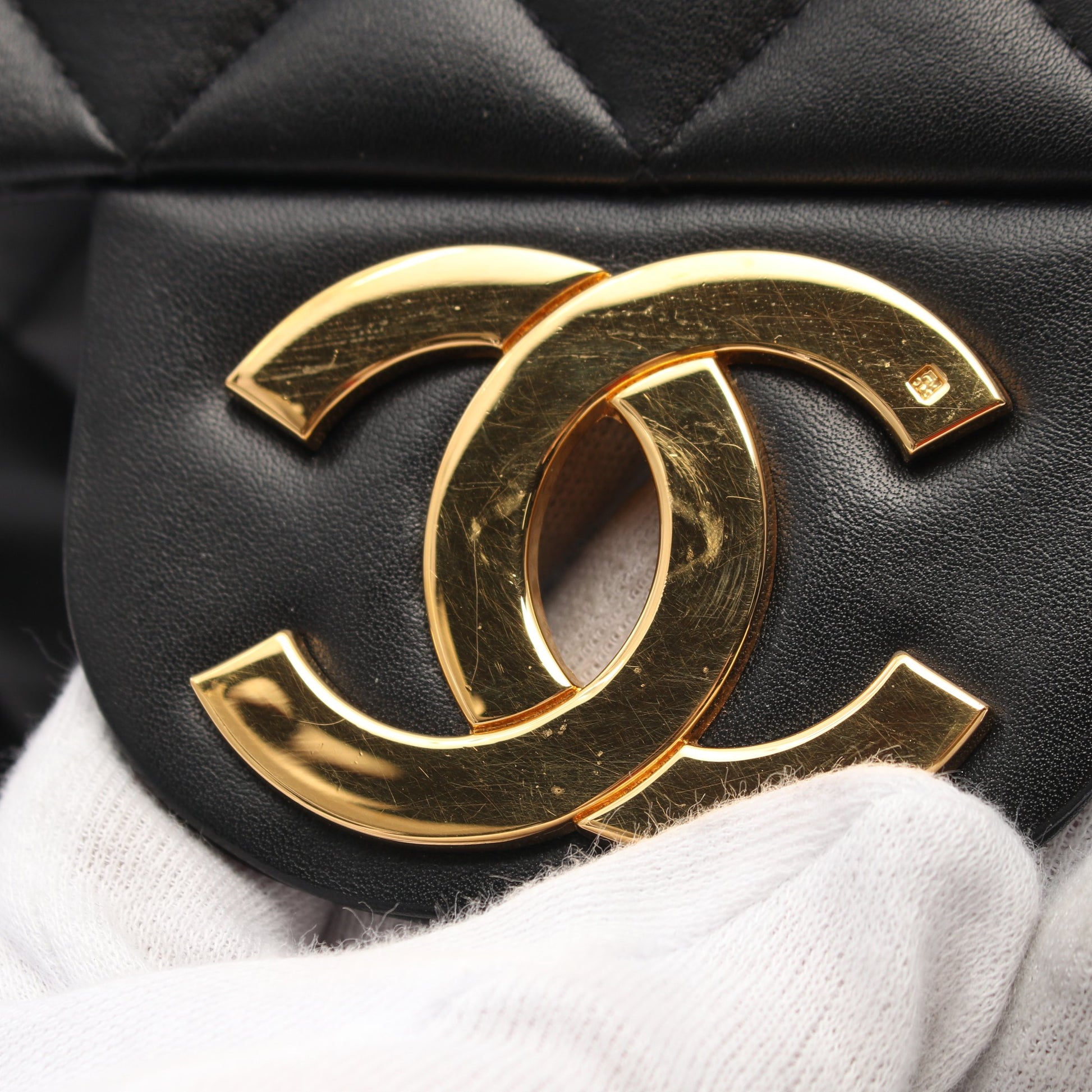 デカマトラッセ34 Wチェーンショルダーバッグ ラムスキン ブラック ゴールド金具 シャネル バッグ CHANEL