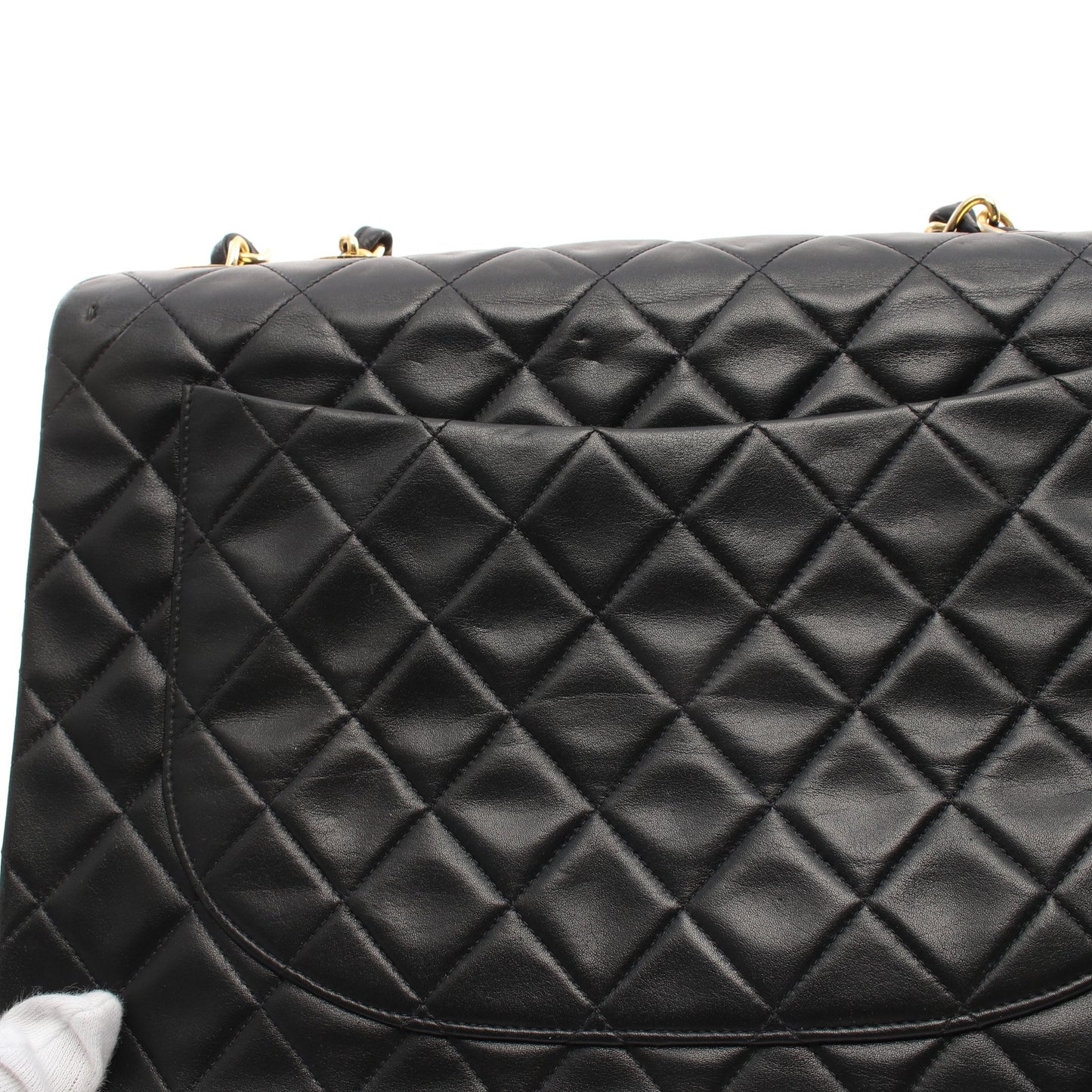 デカマトラッセ34 Wチェーンショルダーバッグ ラムスキン ブラック ゴールド金具 シャネル バッグ CHANEL