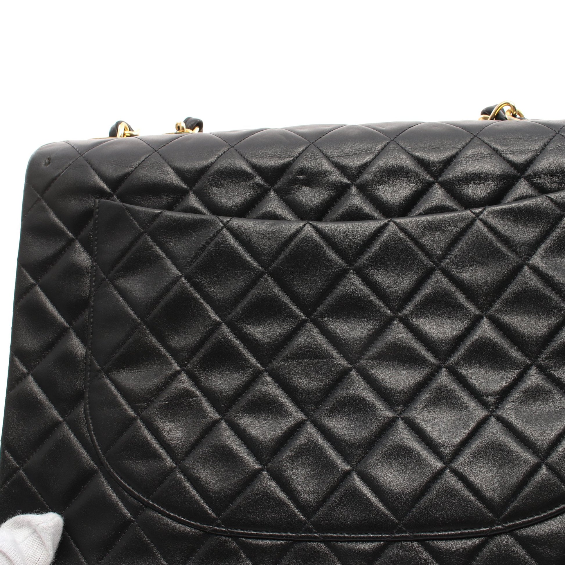 デカマトラッセ34 Wチェーンショルダーバッグ ラムスキン ブラック ゴールド金具 シャネル バッグ CHANEL