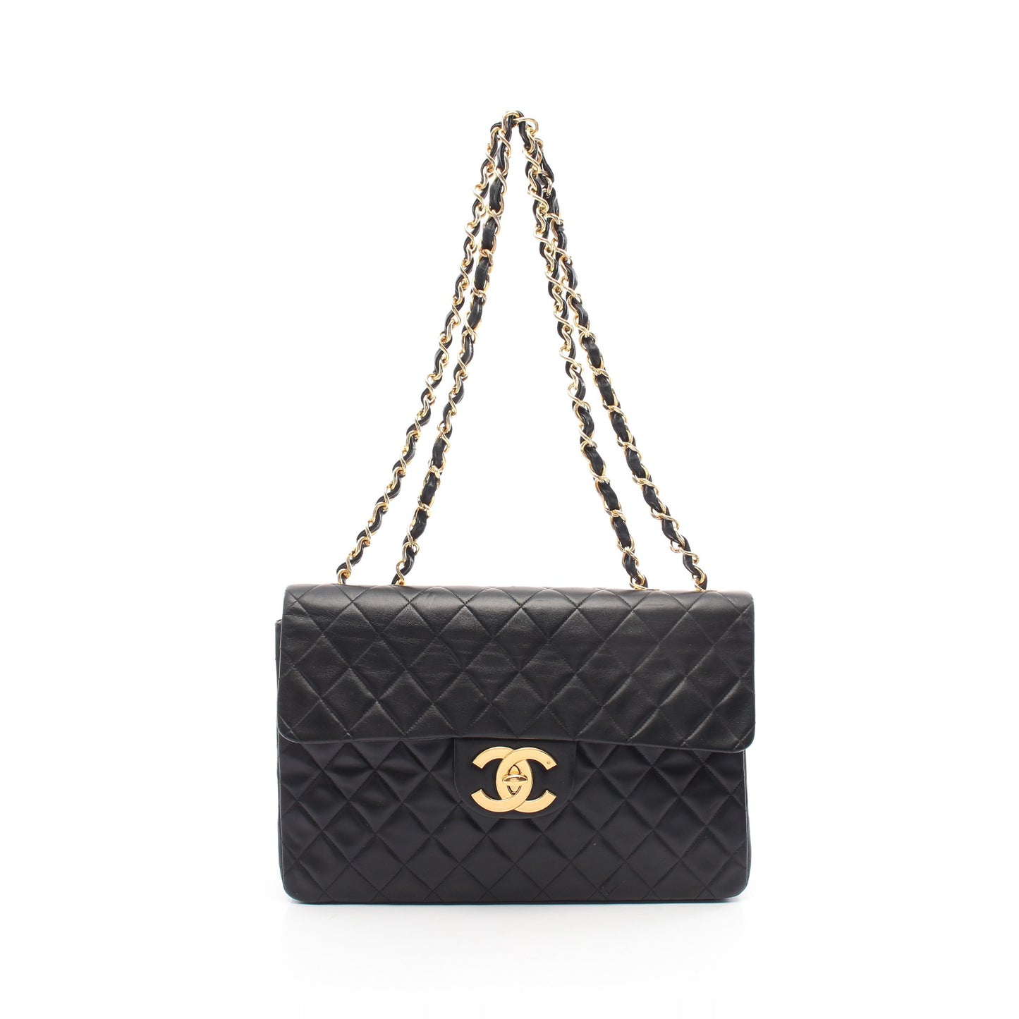 デカマトラッセ34 Wチェーンショルダーバッグ ラムスキン ブラック ゴールド金具 シャネル バッグ CHANEL