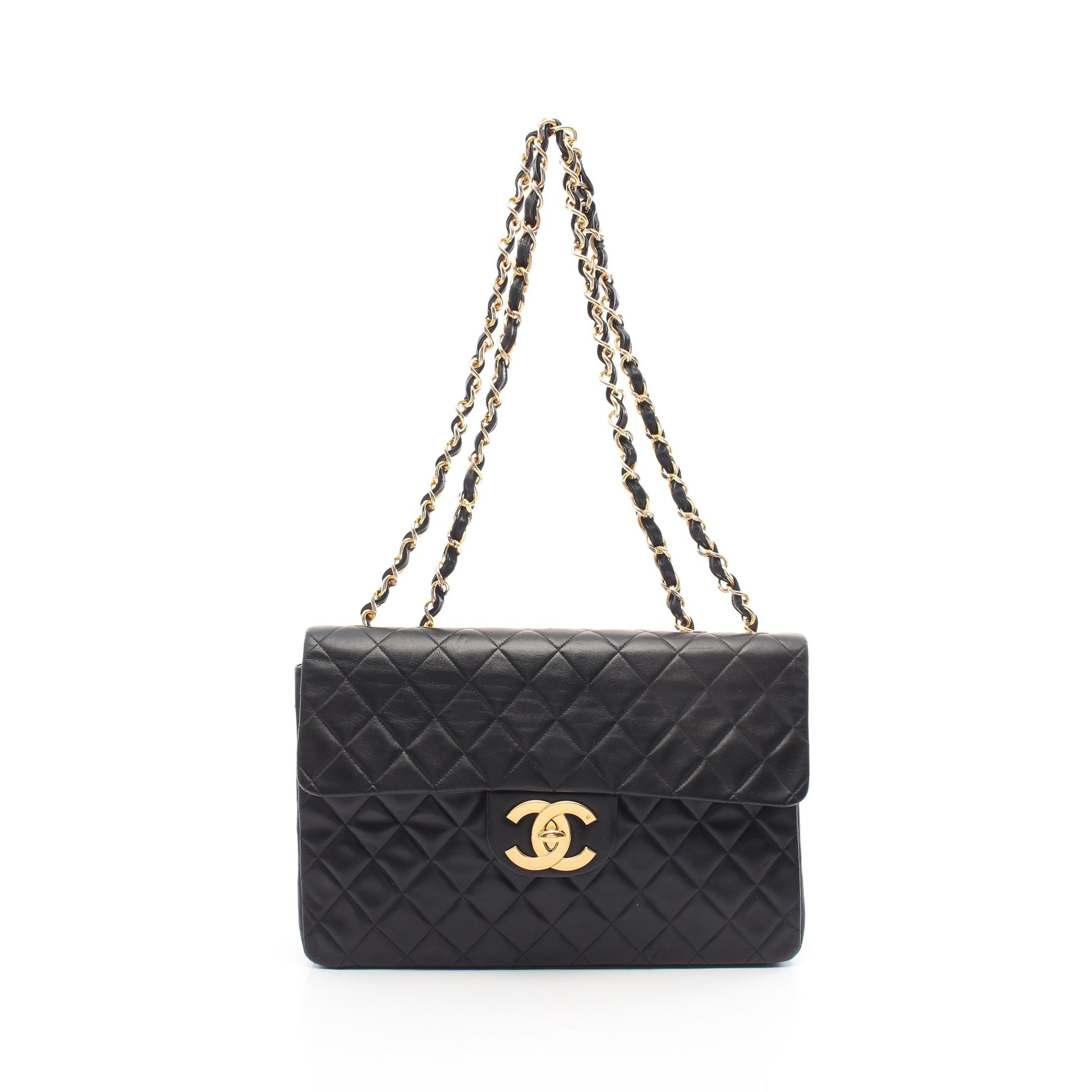 デカマトラッセ34 Wチェーンショルダーバッグ ラムスキン ブラック ゴールド金具 シャネル バッグ CHANEL