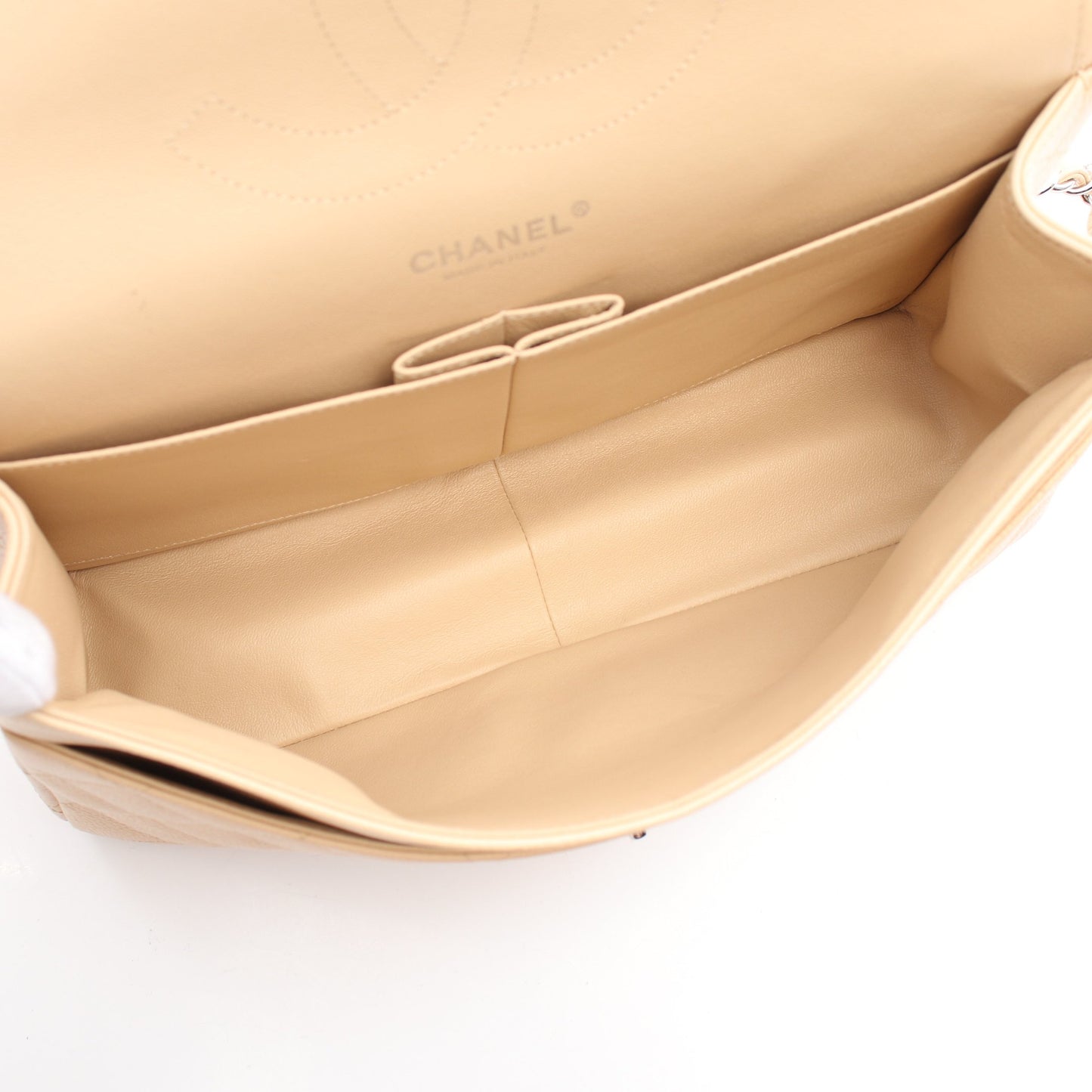 デカマトラッセ30 クラシック ラージ Wフラップ Wチェーンショルダーバッグ キャビアスキン ベージュ - シャネル バッグ CHANEL