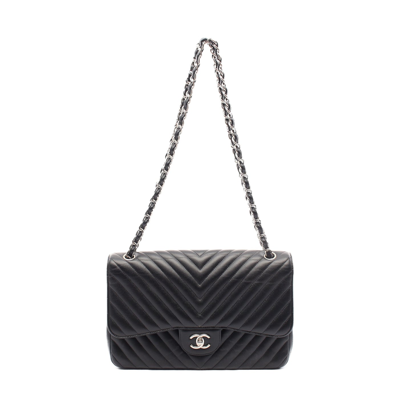 マトラッセ Wフラップ Wチェーンショルダーバッグ キャビアスキン ブラック ゴールド金具 シャネル バッグ CHANEL
