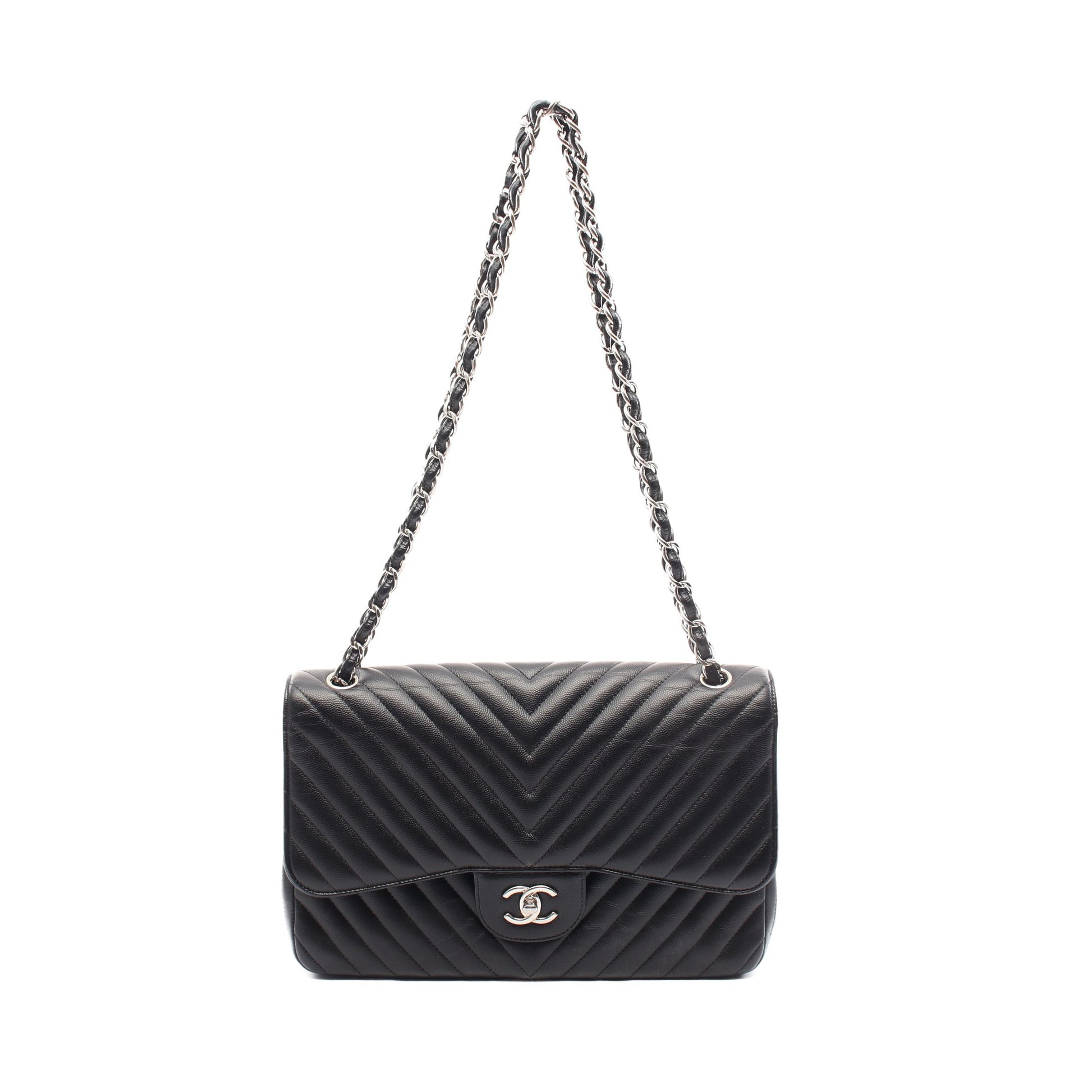 マトラッセ Wフラップ Wチェーンショルダーバッグ キャビアスキン ブラック ゴールド金具 シャネル バッグ CHANEL