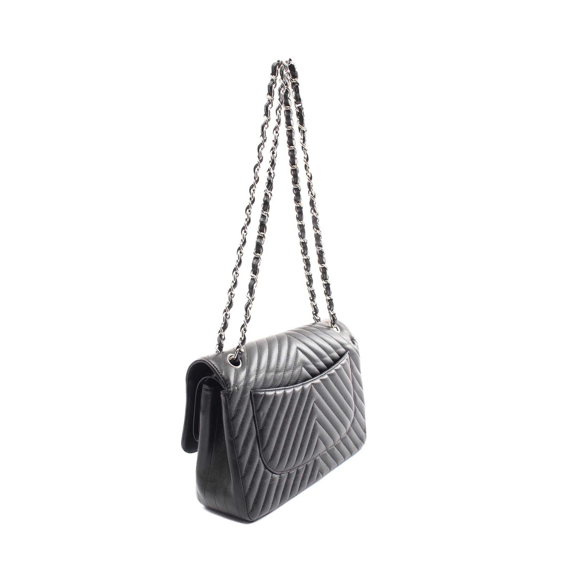 マトラッセ Wフラップ Wチェーンショルダーバッグ キャビアスキン ブラック ゴールド金具 シャネル バッグ CHANEL